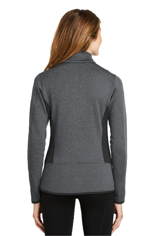 Eddie Bauer Womens Full Zip Fleece Jacket - Heather Dark Charcoal Grey