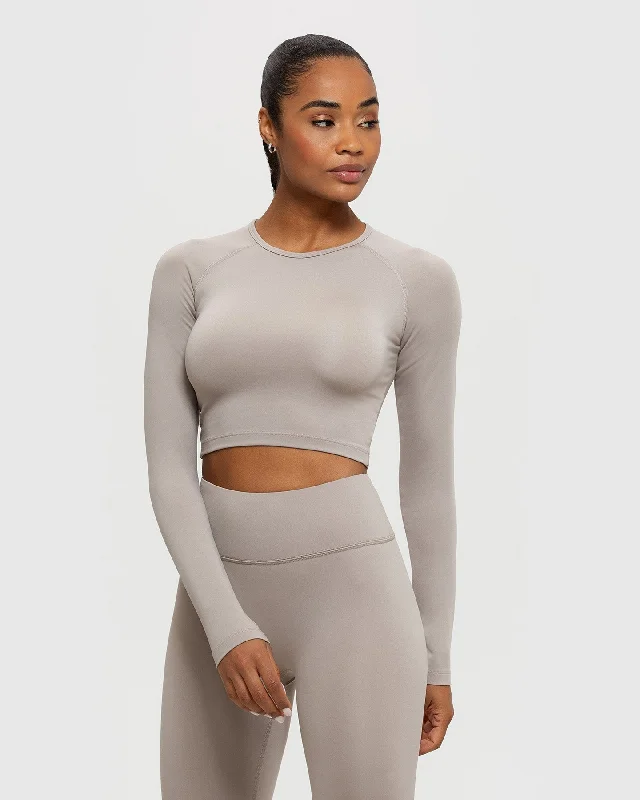 Essential Long Sleeve Crop Top | Buff