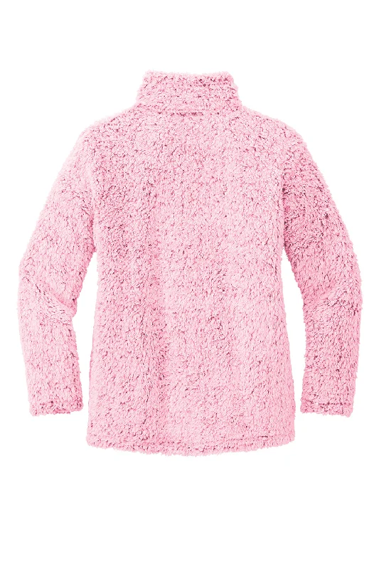 Port Authority Womens Cozy Sherpa Fleece 1/4 Zip Jacket - Heather Pop Raspberry Pink