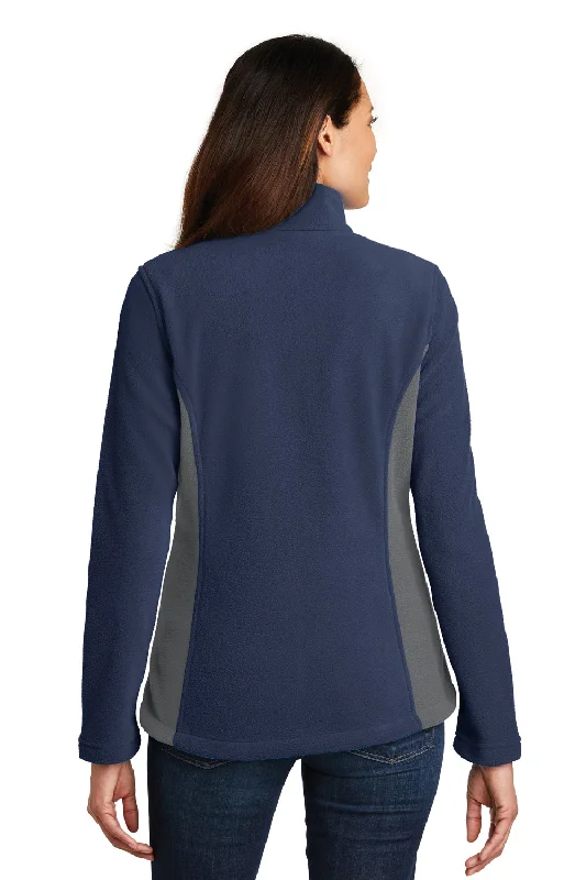 Port Authority Womens Full Zip Fleece Jacket - True Navy Blue/Battleship Grey