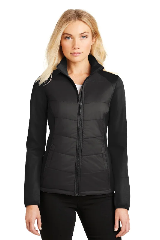 Port Authority Womens Hybrid Wind & Water Resistant Full Zip Jacket - Deep Black