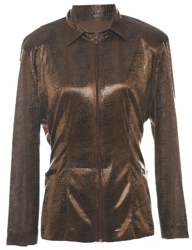 Snakeskin Pattern Dark Brown Jacket - L