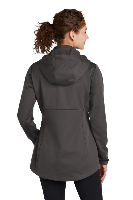 Sport-Tek Womens Wind & Water Resistant Full Zip Soft Shell Hooded Jacket - Graphite Grey