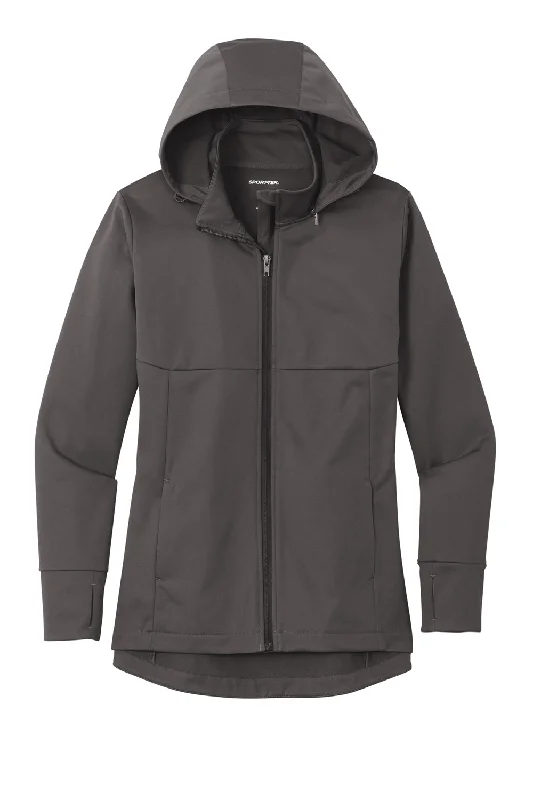 Sport-Tek Womens Wind & Water Resistant Full Zip Soft Shell Hooded Jacket - Graphite Grey