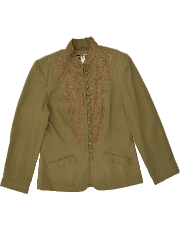 TOGETHER Womens Blazer Jacket UK 10 Small  Khaki Floral Polyester