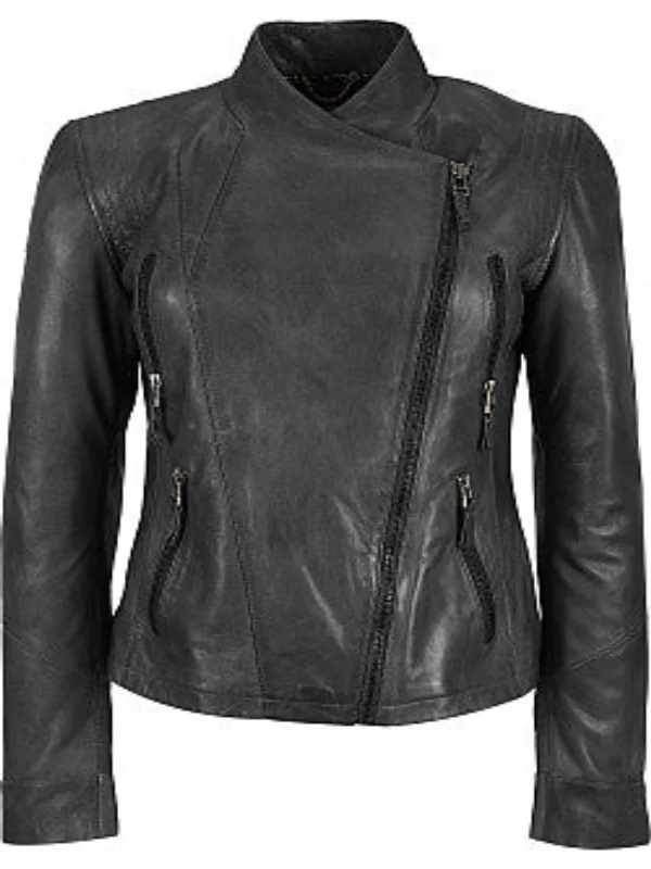 Woman's Atramentous Asymm BLack leather Jacket