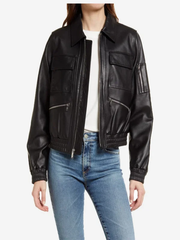 Women’s Black Bomber Leather Jackets