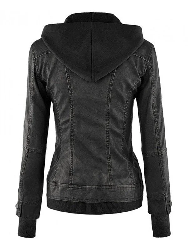 Women’s Black Fitted Leather Bomber Jacket