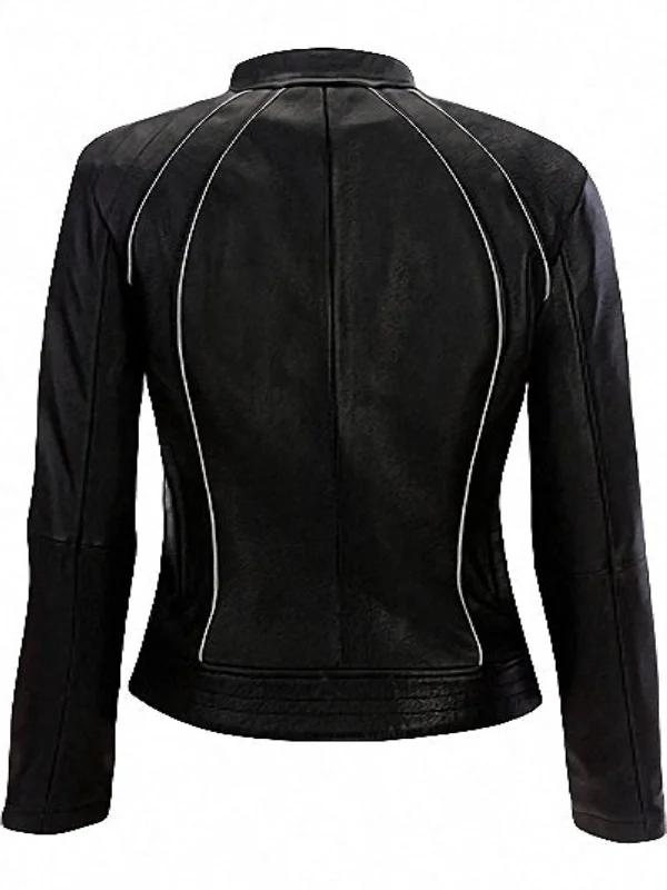 Womens Black Leather Street Smart Jacket