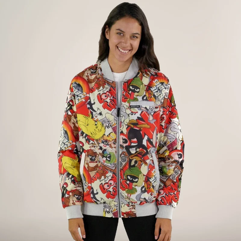 Women's Looney Tunes Vintage Mash Print Oversized Jacket