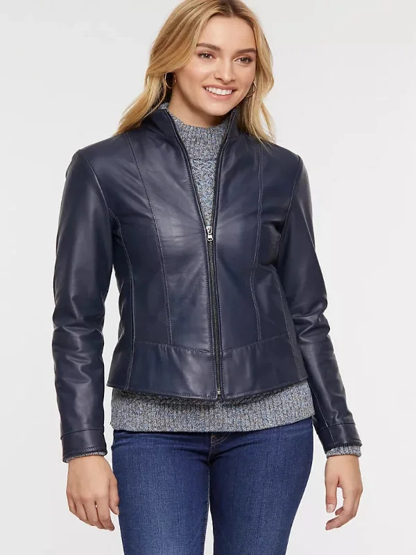 Womens Purple Lambskin Leather Jacket