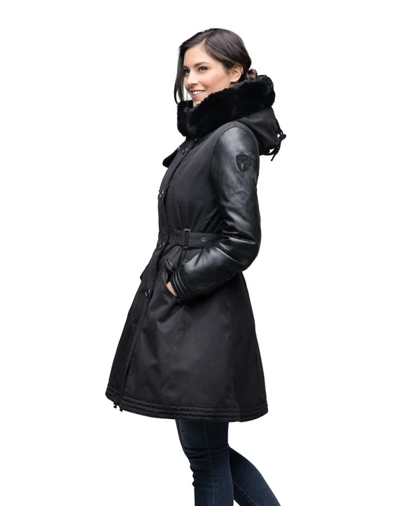 Womens Stylish Black Bomber Fur Collar Coat