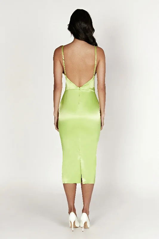 Brie Corset Midi Dress - Pistachio Green