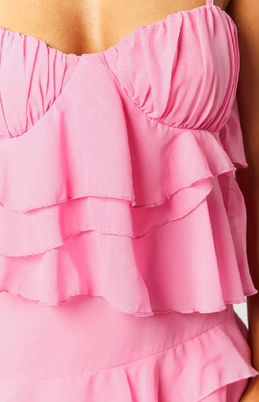 Kamala Pink Ruffle Mini Dress