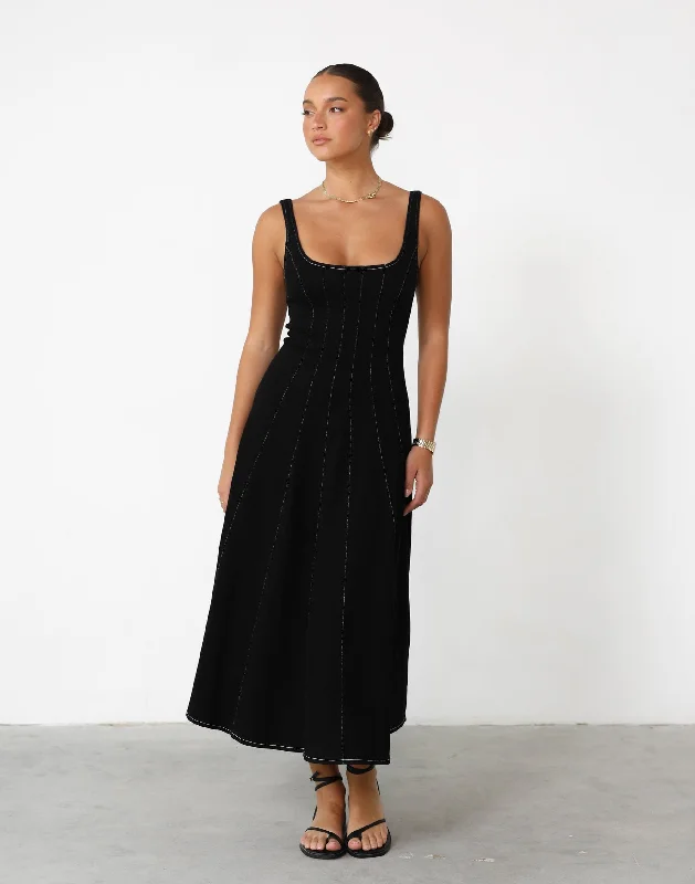 Kella Denim Maxi Dress (Black)