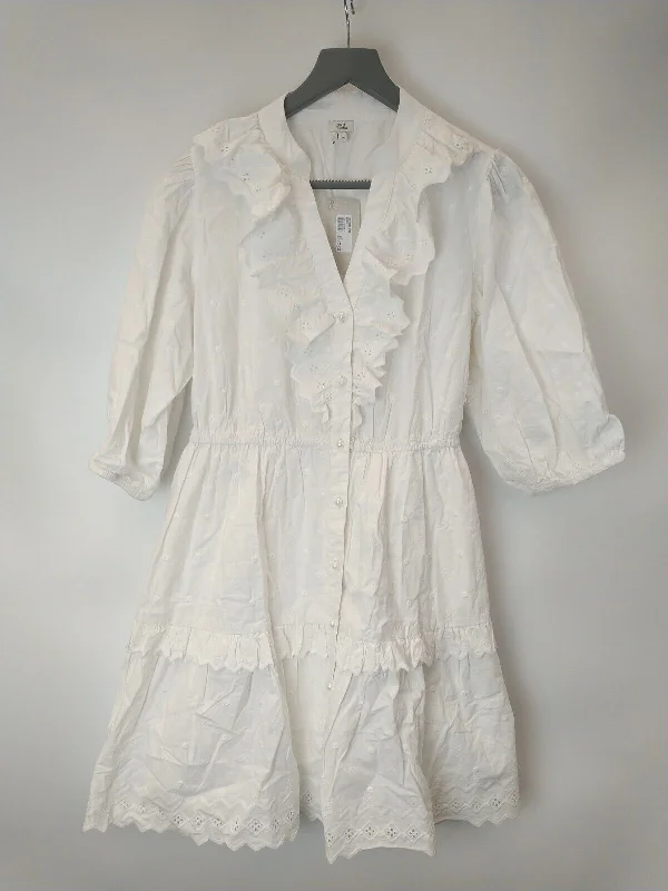 River Island White Fashion Button Up Dress. UK 10 **** Ref V523