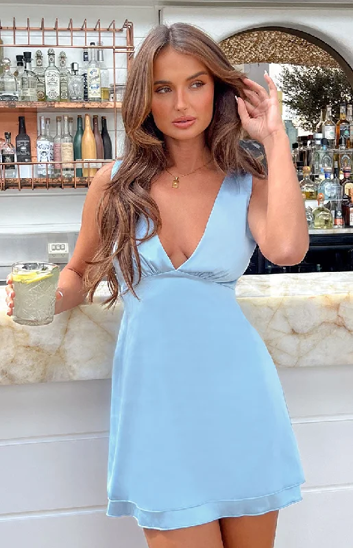 Shimma Blue Satin Mini Dress