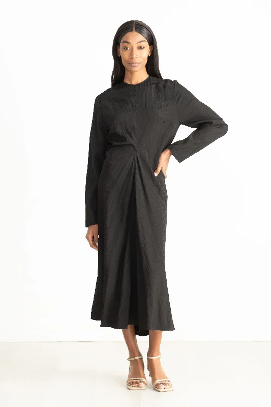 Welles Drape Dress, Black