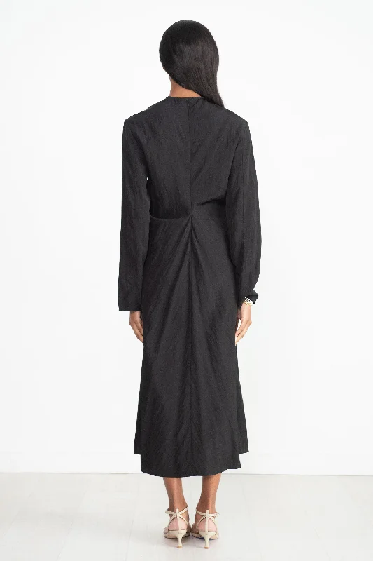 Welles Drape Dress, Black