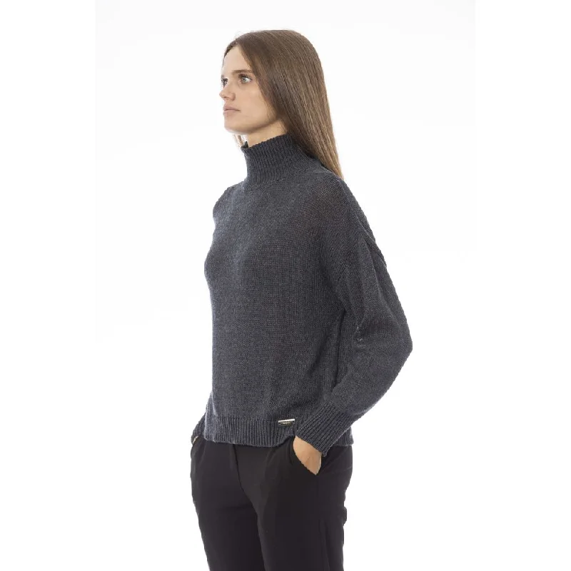 Chic Volcano Neck Gray Sweater