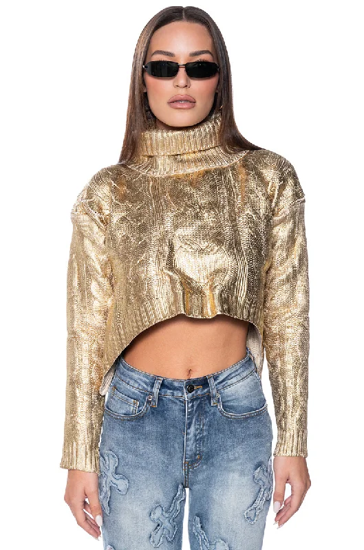 ESME METALLIC COATED TURTLENECK SWEATER