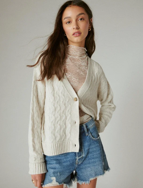 Lucky Brand Women's Cozy Cable Stitch Cardigan