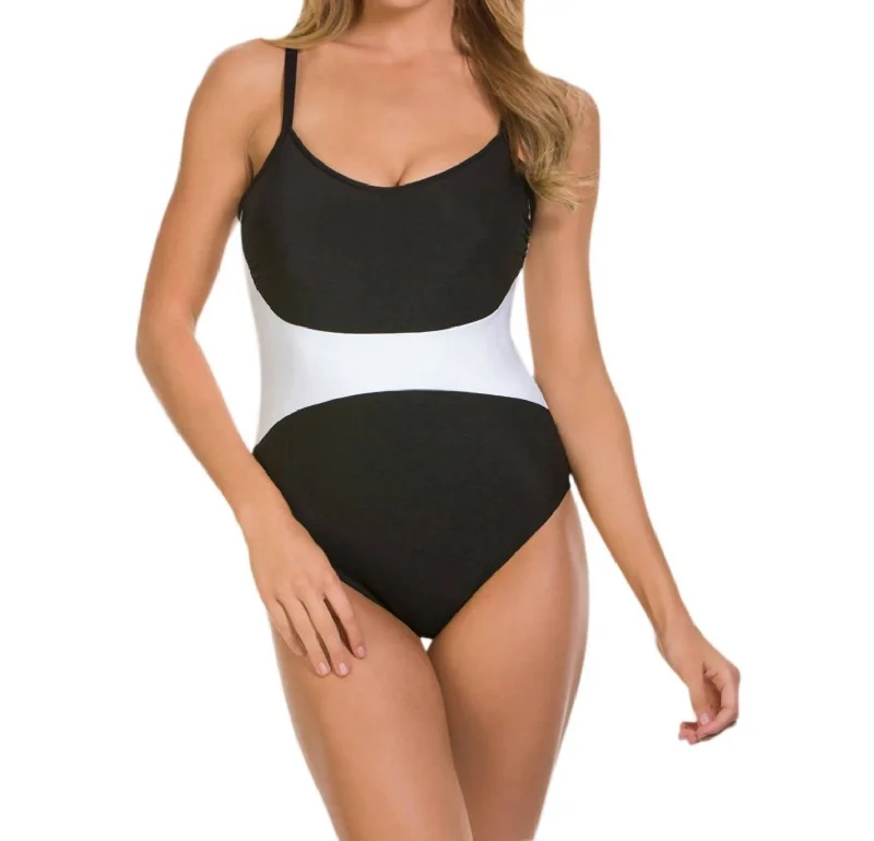 Color Block Serena One Piece Swimsuit In Black White