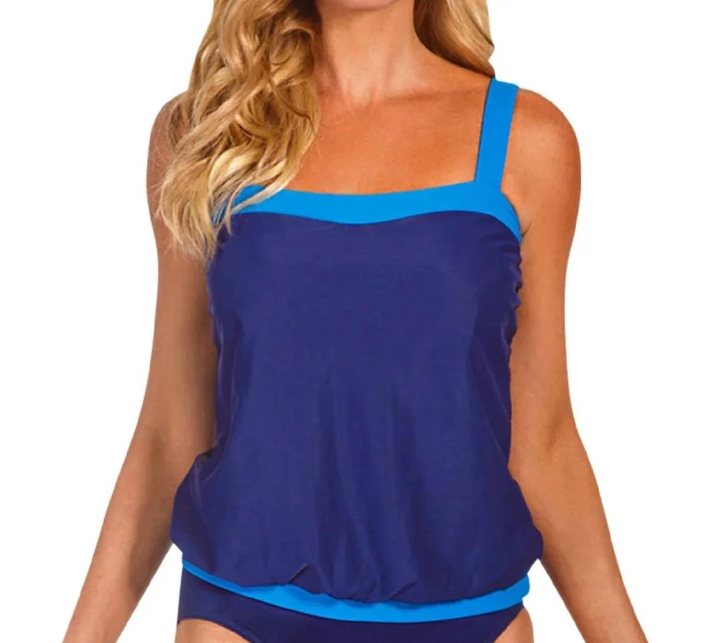 D-Cup Breezy Tankini Top In Blue