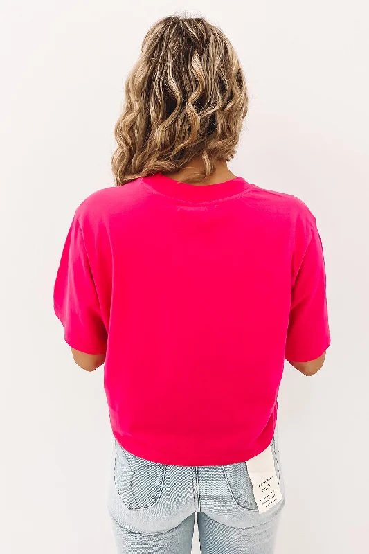 A Crop Slouch Tee Super Pink