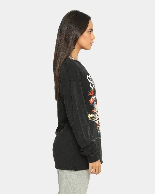 Bravado Zip Vintage Long Sleeve T-Shirt Washed Black