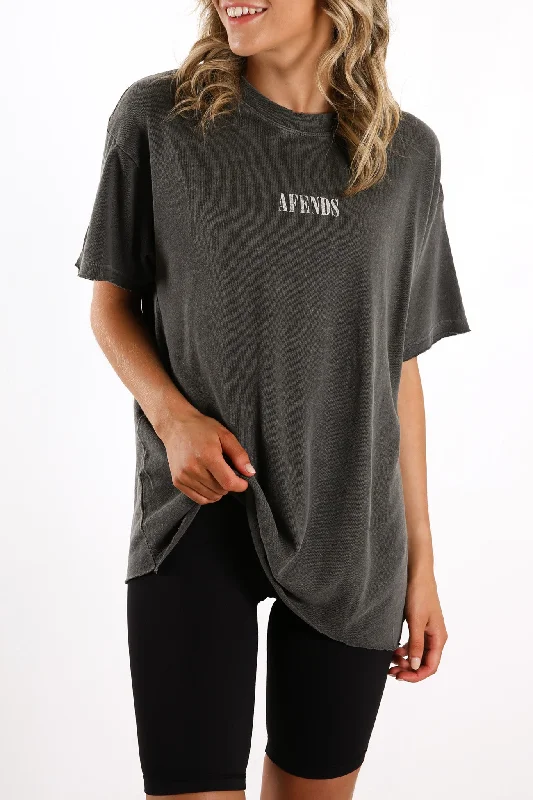 Courtney Love Hemp Oversized Tee Stone Black