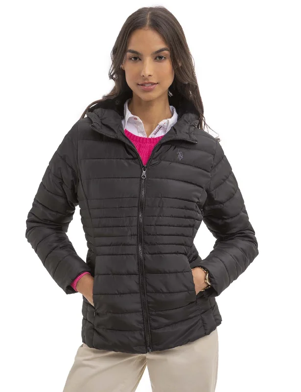 COZY QUILTED HOODED PUFFER JACKET