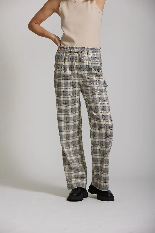 Maya Pant - Grey Plaid print