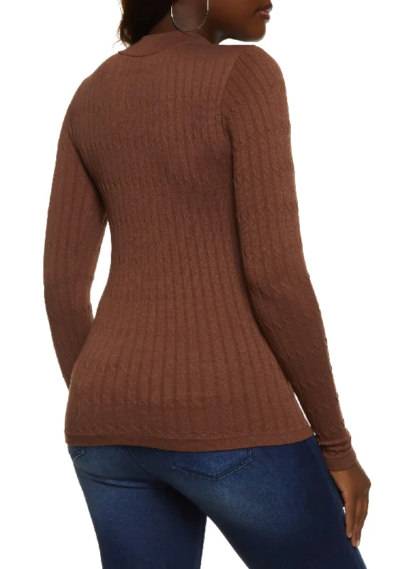 Mock Neck Ribbed Knit Seamless Top