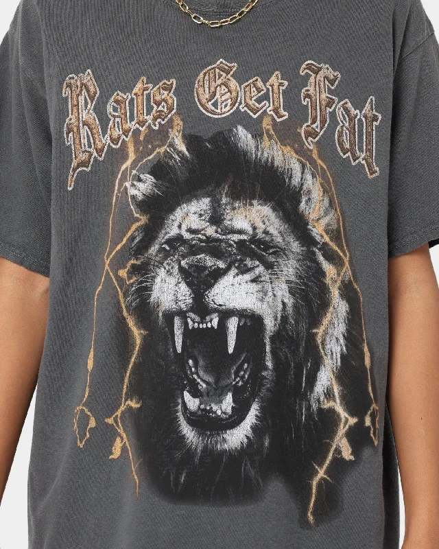 Rats Get Fat Lion Vintage T-Shirt Black Dye