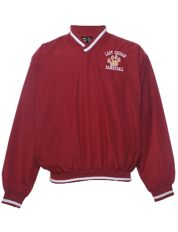 Baseball Maroon Embroidered Nylon Jersey - S