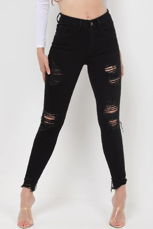 Black Ripped Jeans High Waisted