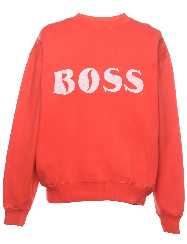 Boss Printed Red & Off-White Sweatshirt - M