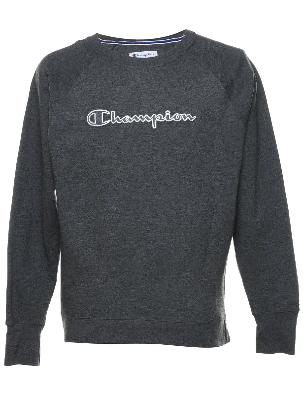 Champion Embroidered Dark Grey Sweatshirt - L