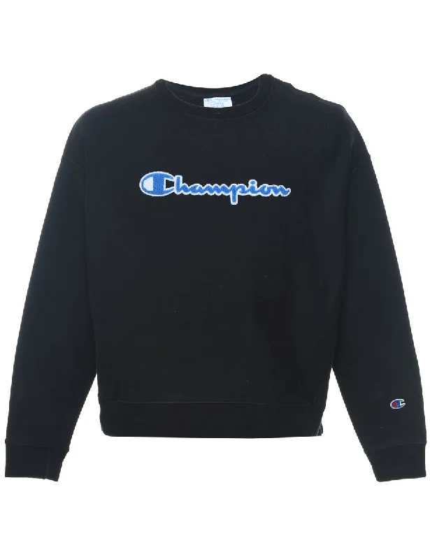 Champion Reverse Weave Black Embroidered Sweatshirt - XL