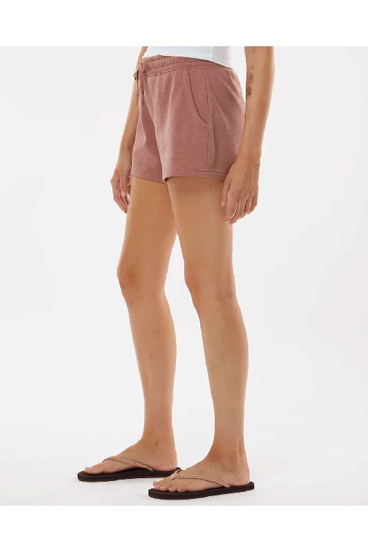 Independent Trading Co. Womens California Wave Wash Fleece Shorts w/ Pockets - Dusty Rose - NEW