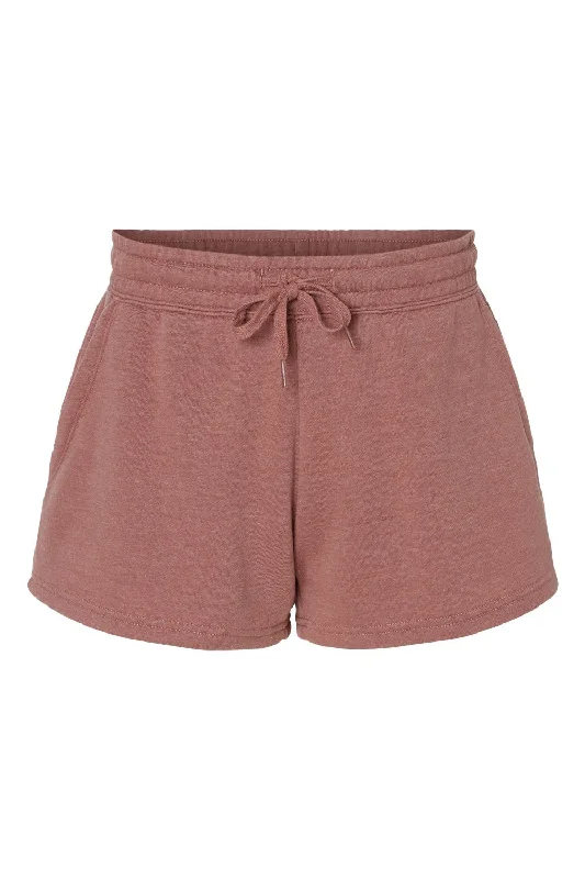 Independent Trading Co. Womens California Wave Wash Fleece Shorts w/ Pockets - Dusty Rose - NEW