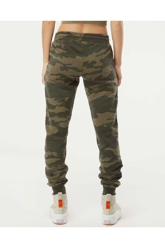 Independent Trading Co. Womens California Wave Wash Sweatpants w/ Pockets - Heather Forest Green Camo - NEW