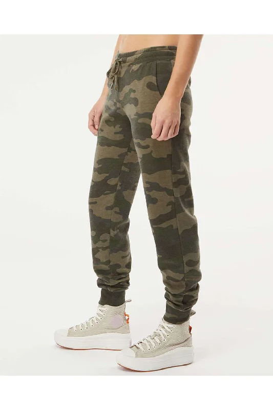 Independent Trading Co. Womens California Wave Wash Sweatpants w/ Pockets - Heather Forest Green Camo - NEW