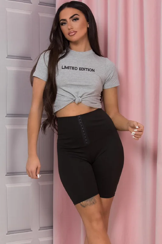 Limited Edition Knot Front Crop Top Grey