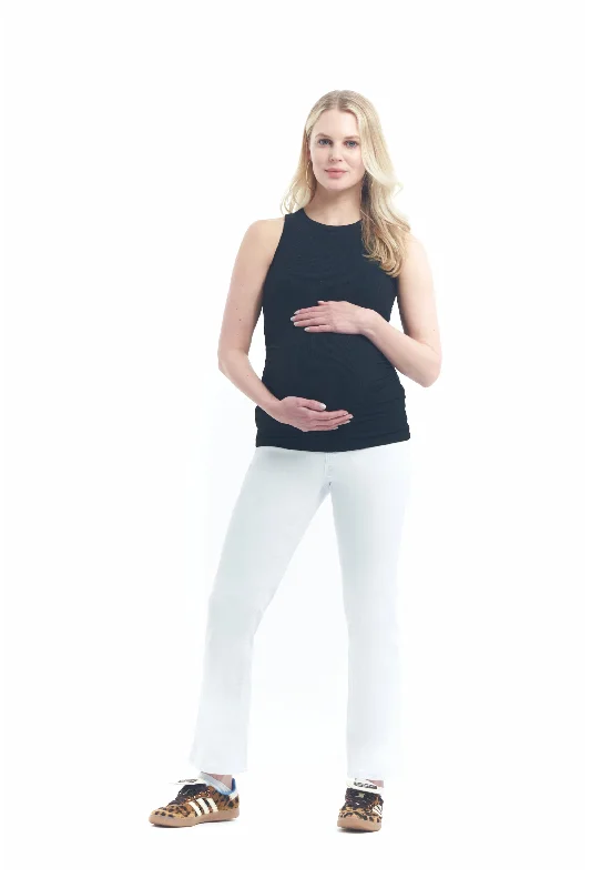 Maternity Straight with Bellyband in White