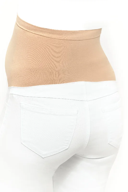 Maternity Straight with Bellyband in White