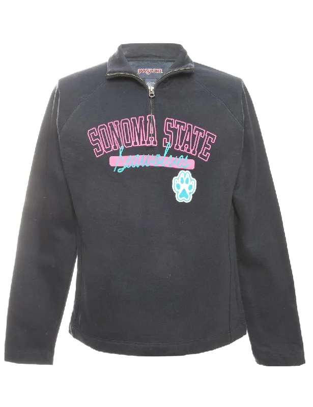 Navy & Pink Quarter-Zip Sweatshirt - L