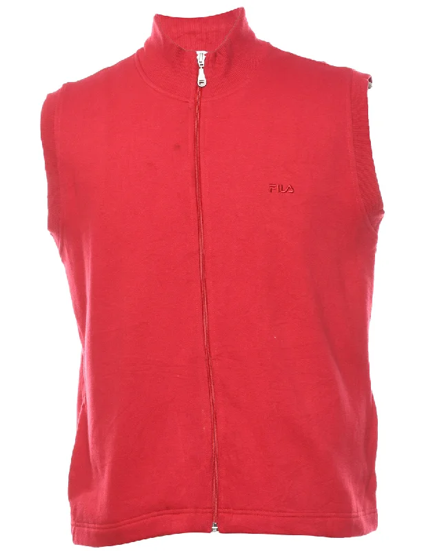 Red Sleeveless Fila Track Top - XL