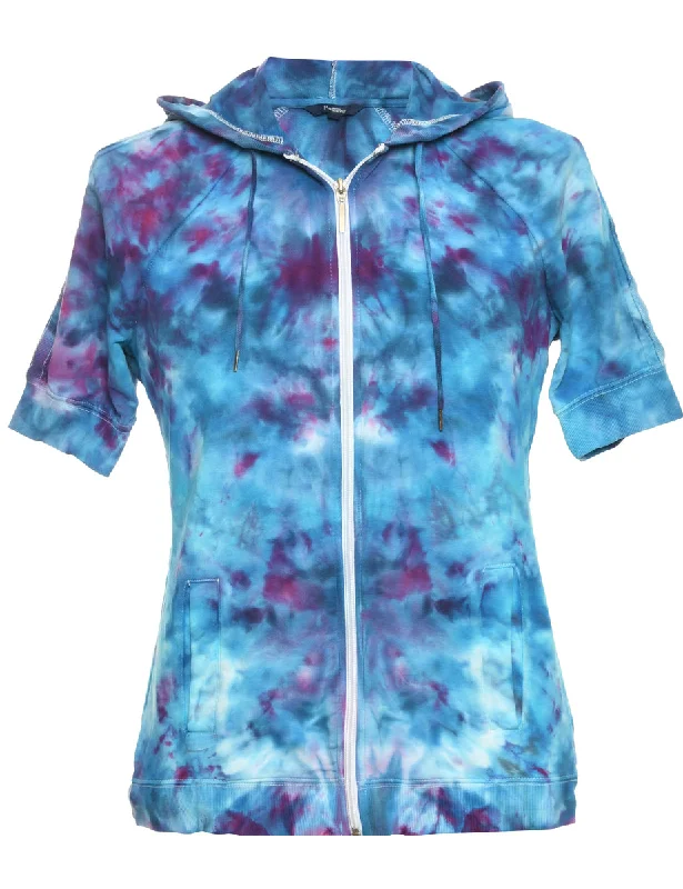 Tie-dye Blue Printed Hoodie - M